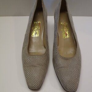 VTG Salvatore Ferragamo Beige animal Leather Walking Shoes 9A